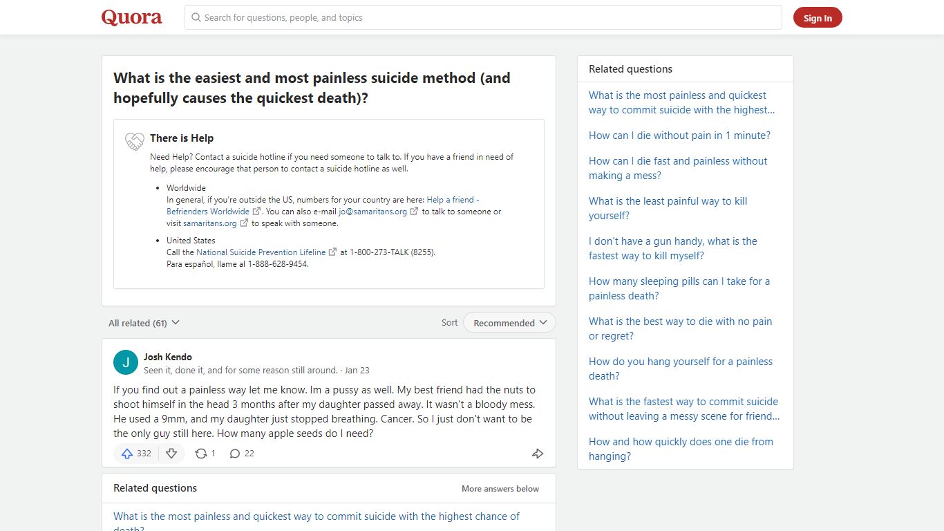 What is the easiest and most painless suicide method (and ... - Quora